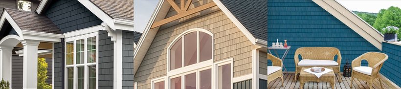 Portsmouth shake and shingles polymer siding installed on gables and full facades